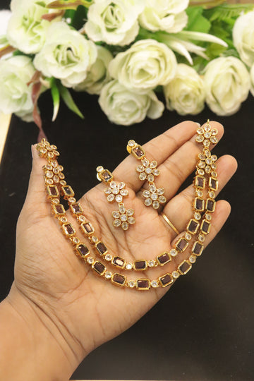 Royal Purple AD Stone Necklace Set