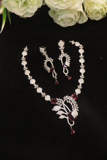 Crimson Spark CZ Necklace Set