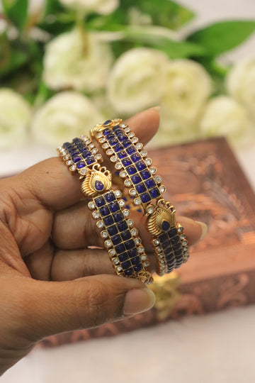 Royal Blue Peacock Stone Designer Bangles