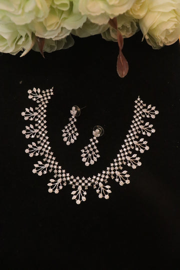 Crystal Bloom AD Stone Necklace Set
