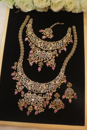 Royal Blossom AD Stone Bridal Jewelry Set