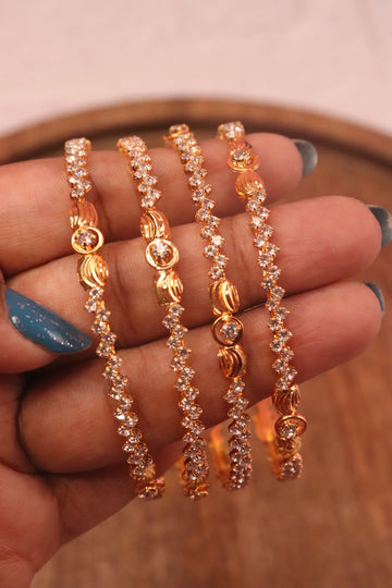 Microplated Gold Bangles with Sparkling White AD Stones