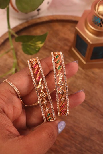 Microplated Bangle with Ruby & Emerald AD Stones