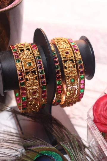 Antique Temple Bangles with Ruby & Emerald Stones