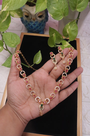Ruby Loop CZ Necklace Set