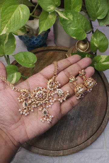 Heritage Peacock Pearl Drop Necklace Set