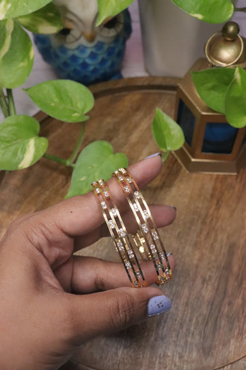 Classic Sparkle AD Microplated Bangles Set – Set of 2