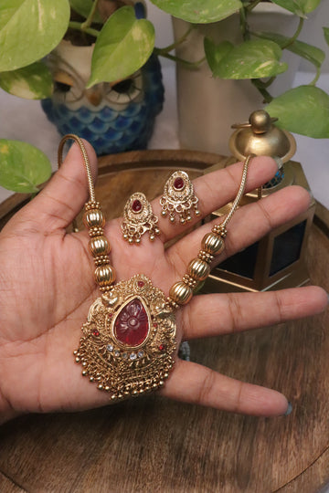 Ruby Heritage Matte Pendant Necklace Set