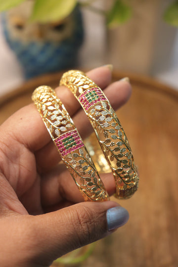 Floral Vine Kemp Microplated Bangles – Set of 2