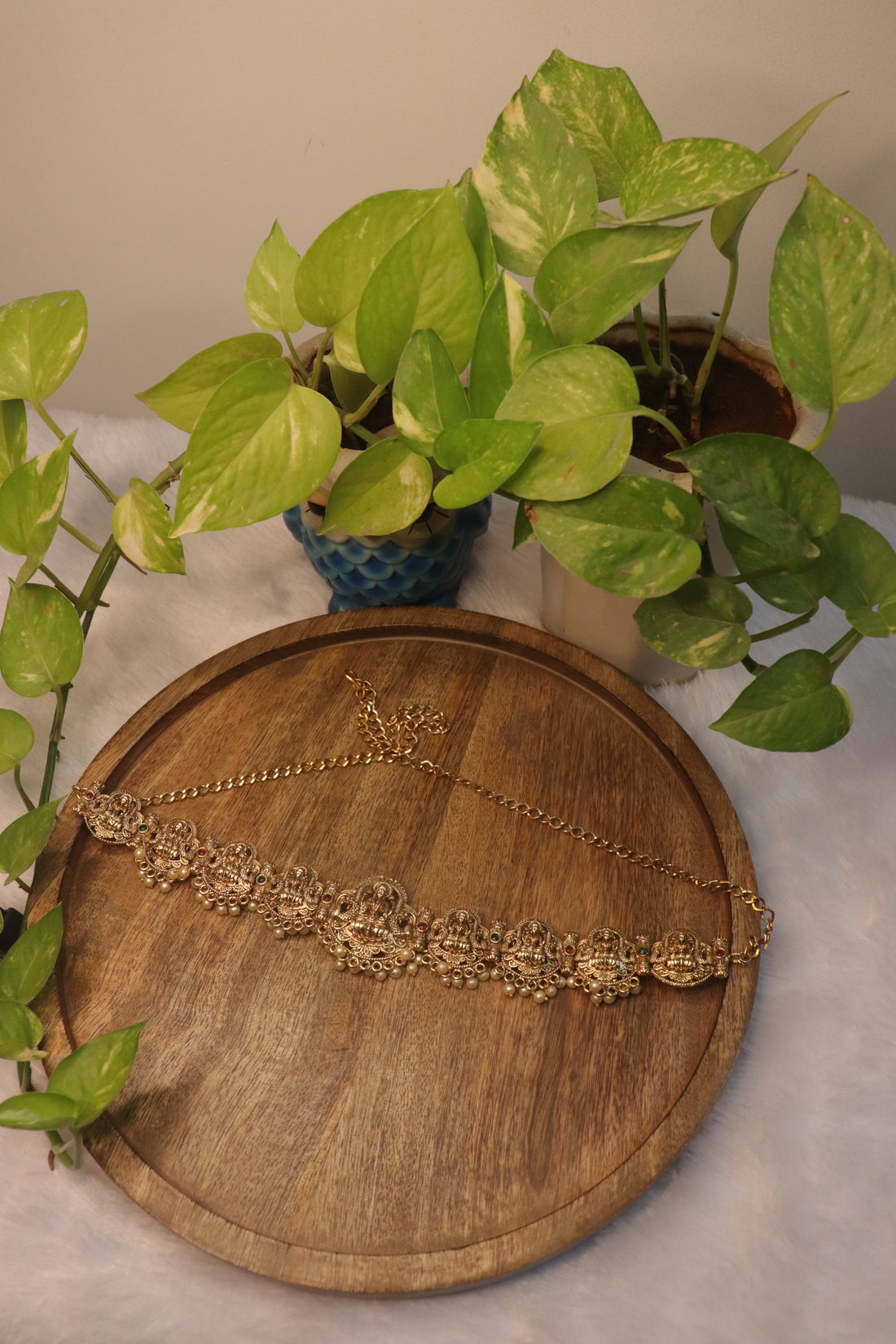 Divine Lakshmi Temple Pearl Hipbelt