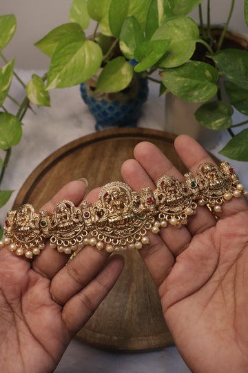 Divine Lakshmi Temple Pearl Hipbelt