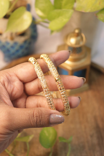 Classic Textured Microplated Bangles – Set of 2