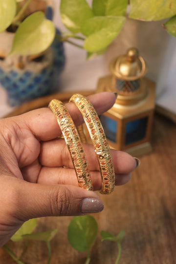 Classic Textured Microplated Bangles – Set of 2