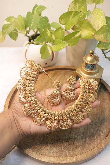 Aurelia Floral Filigree Matte Choker Set