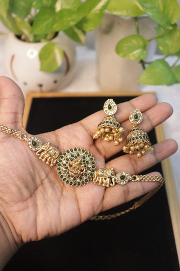 Elephant Motif Lakshmi Matte Finish Choker Set