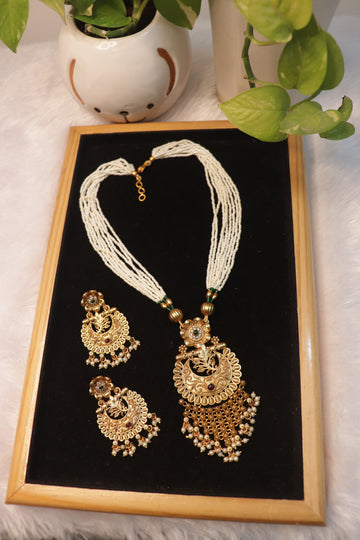 Mayura Pearl Cascade Matte Necklace Set