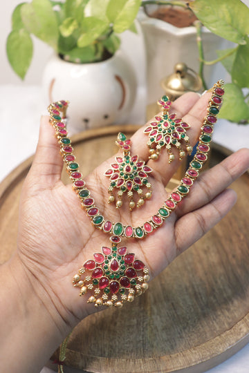 Ruby Radiance Matte Necklace Set