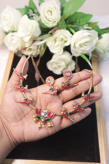 Mayura Blossom Enamel Necklace Set