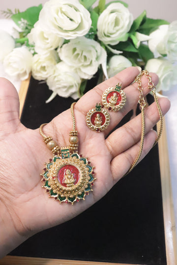 Divya Enamel Lakshmi Coin Necklace Set