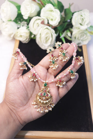 Classic Kemp Chandbali Pearl Mala