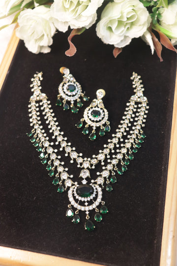 Royal Cascade Antique Polish AD Necklace Set