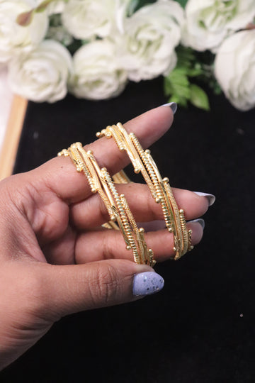 Golden Weave Microplated Bangles – Set of 2