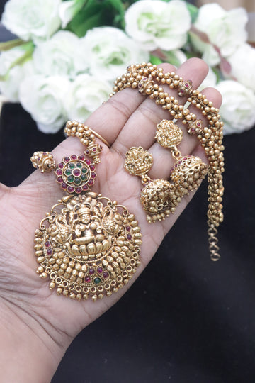 Lakshmi Ghungroo Matte Necklace Set