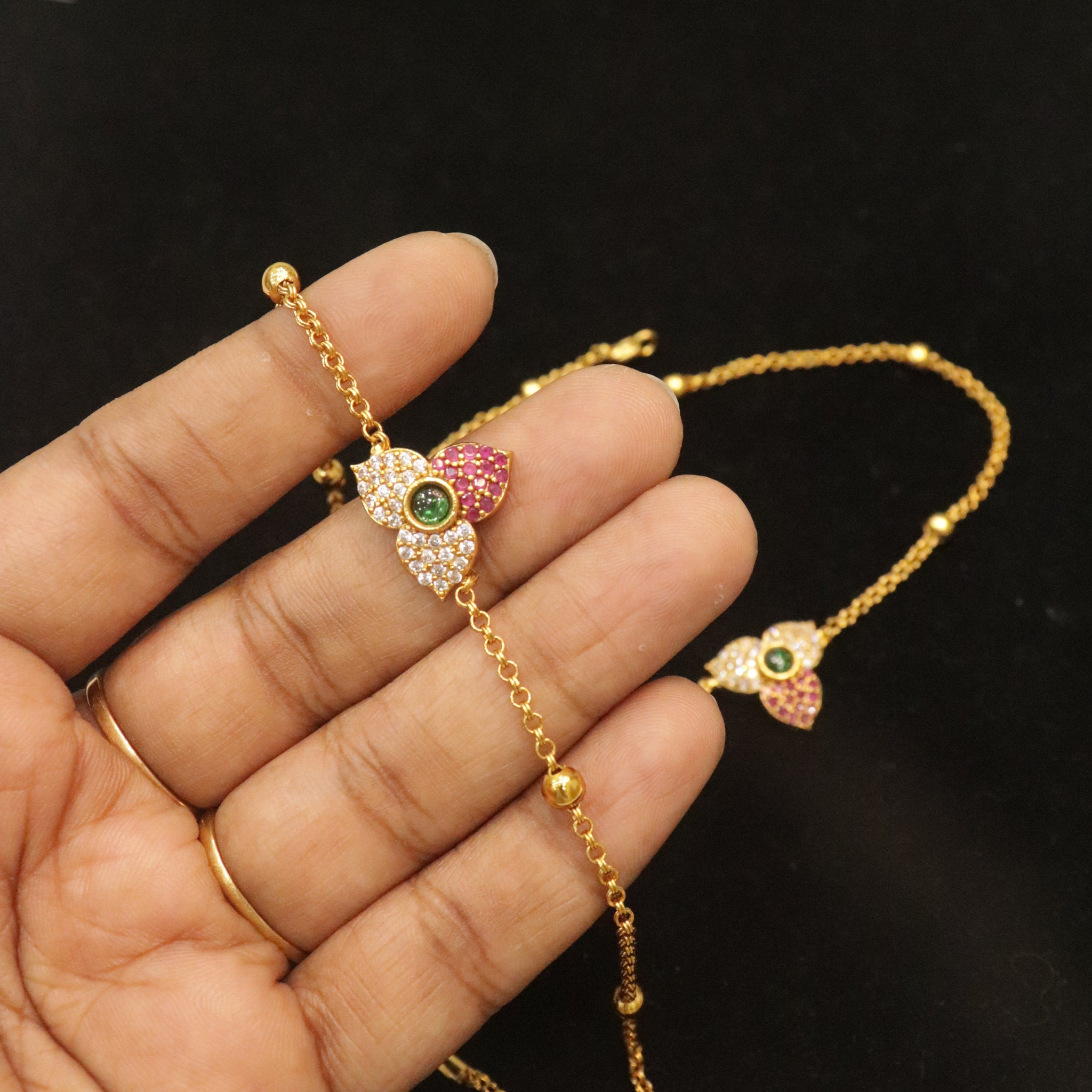 Trinity Sparkle AD Stone Anklet