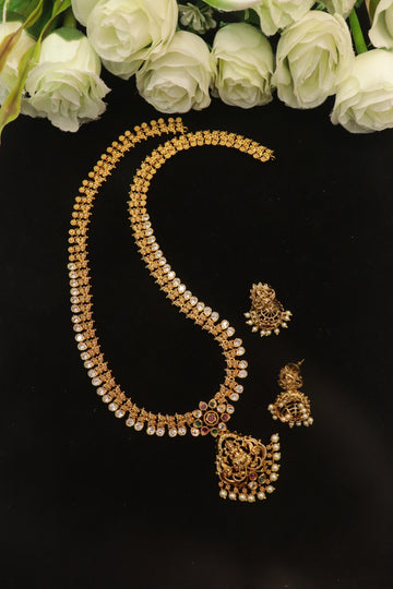 Regal Lakshmi Glow Temple CZ Necklace Set