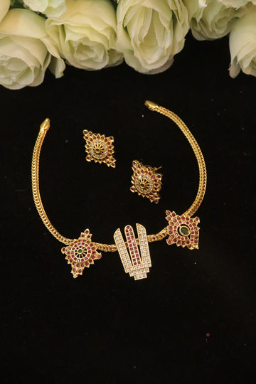 Divine Ruby Radiance Venkateswara Choker Set