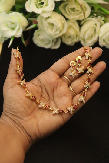 Elegant Butterfly AD Stone Necklace Set