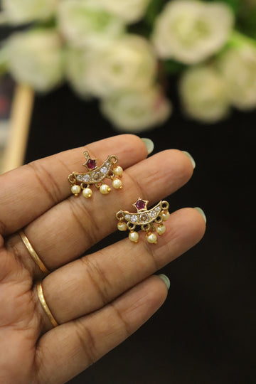 Ruby Pearl Charm Bugadi Earrings