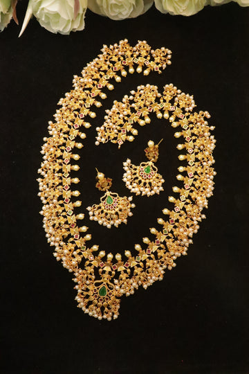 Emerald Blossom Temple Necklace Set