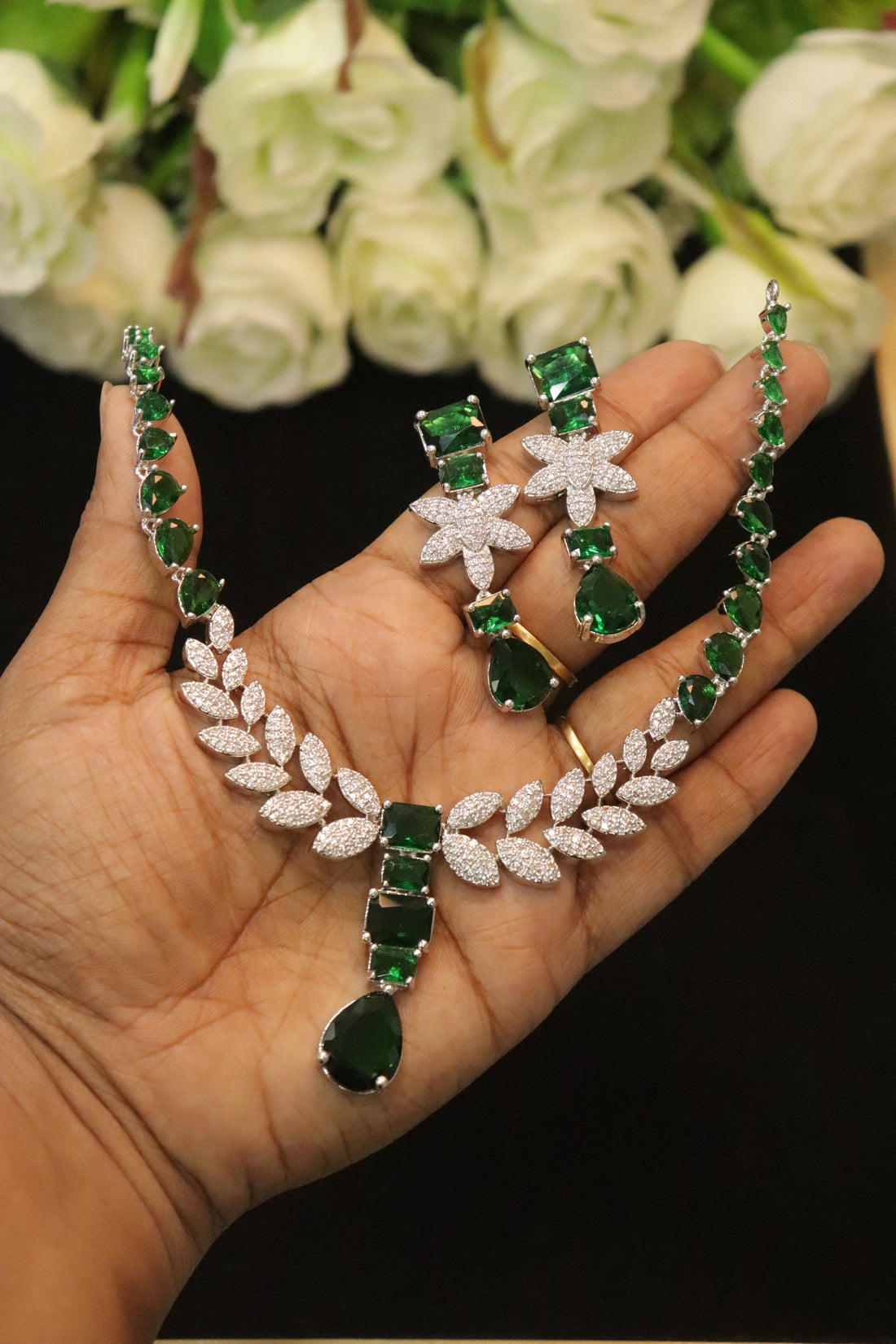 Ethereal Bloom Zircon Necklace Set