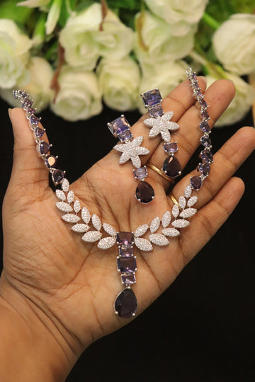 Ethereal Bloom Zircon Necklace Set