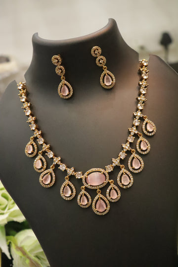 Blush Royale Drop Charm AD Necklace Set