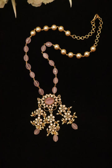 Crystal Bloom Pearl Drop Necklace