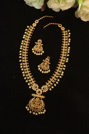 Lakshmi Pearl-Cluster Antique Necklace Set