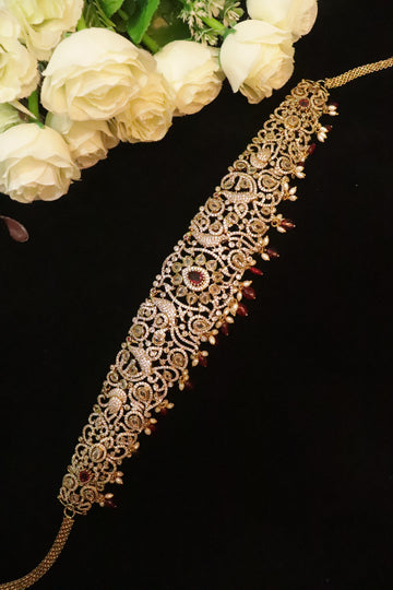 Regal Ruby Kundan Blossom AD Hipbelt