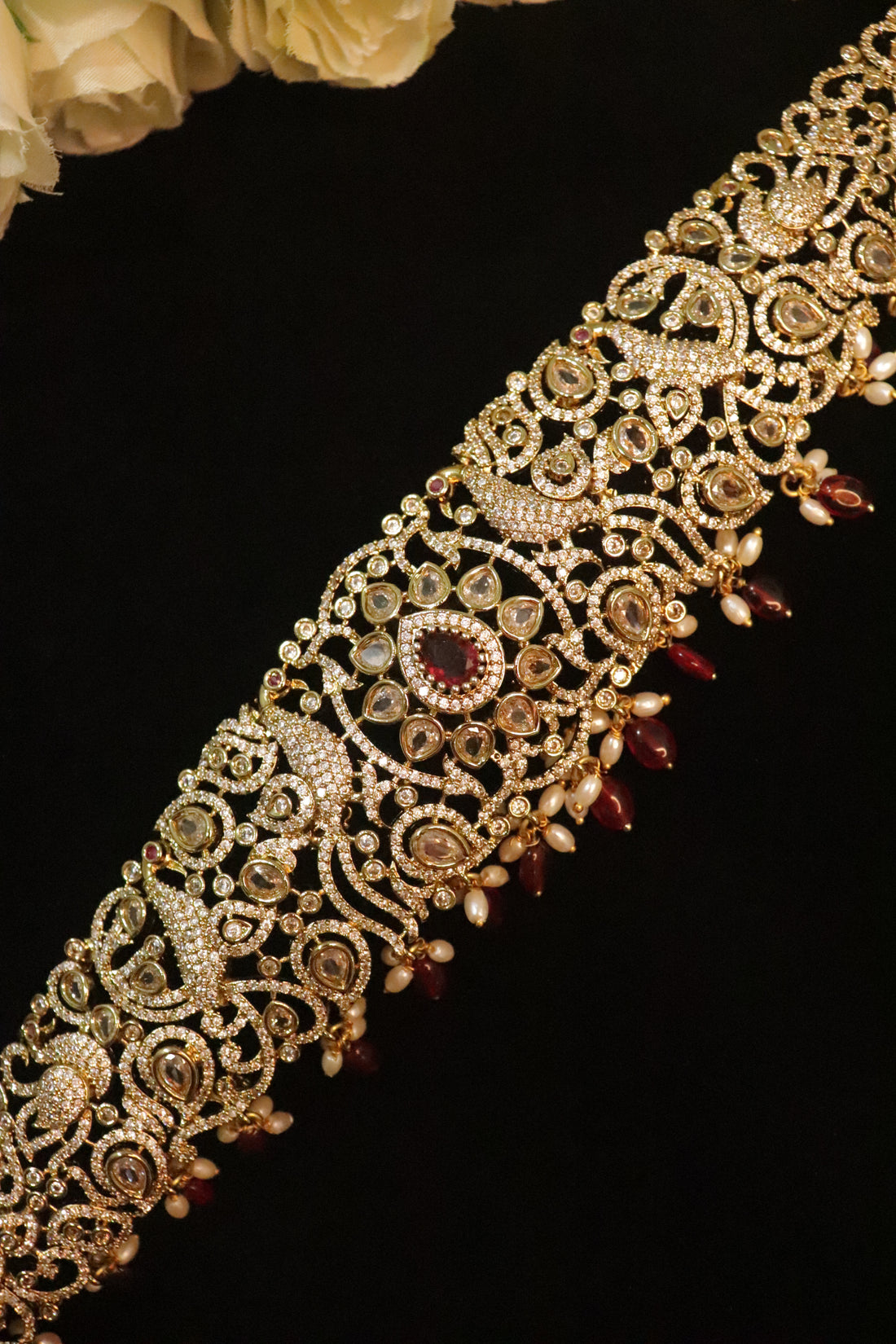 Regal Ruby Kundan Blossom AD Hipbelt