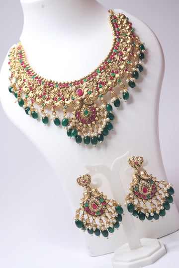 Heritage Temple Chandbali Necklace Set