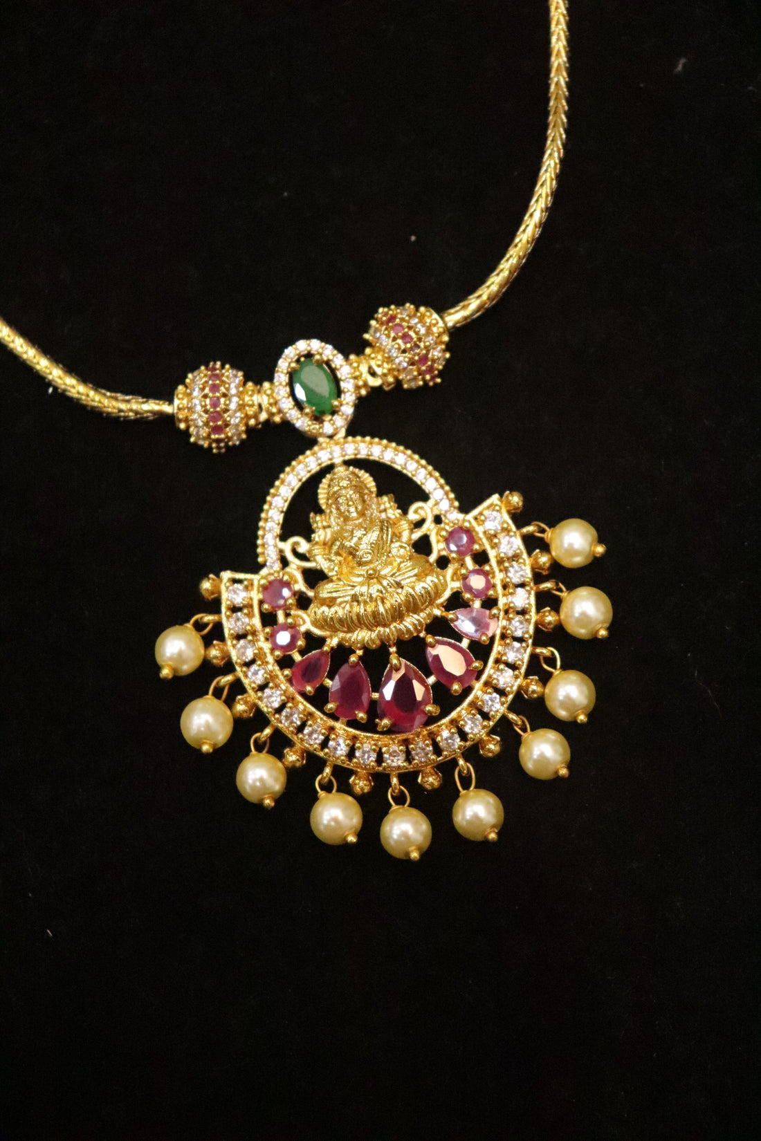 Royal Lakshmi Aura AD Stone Necklace Set