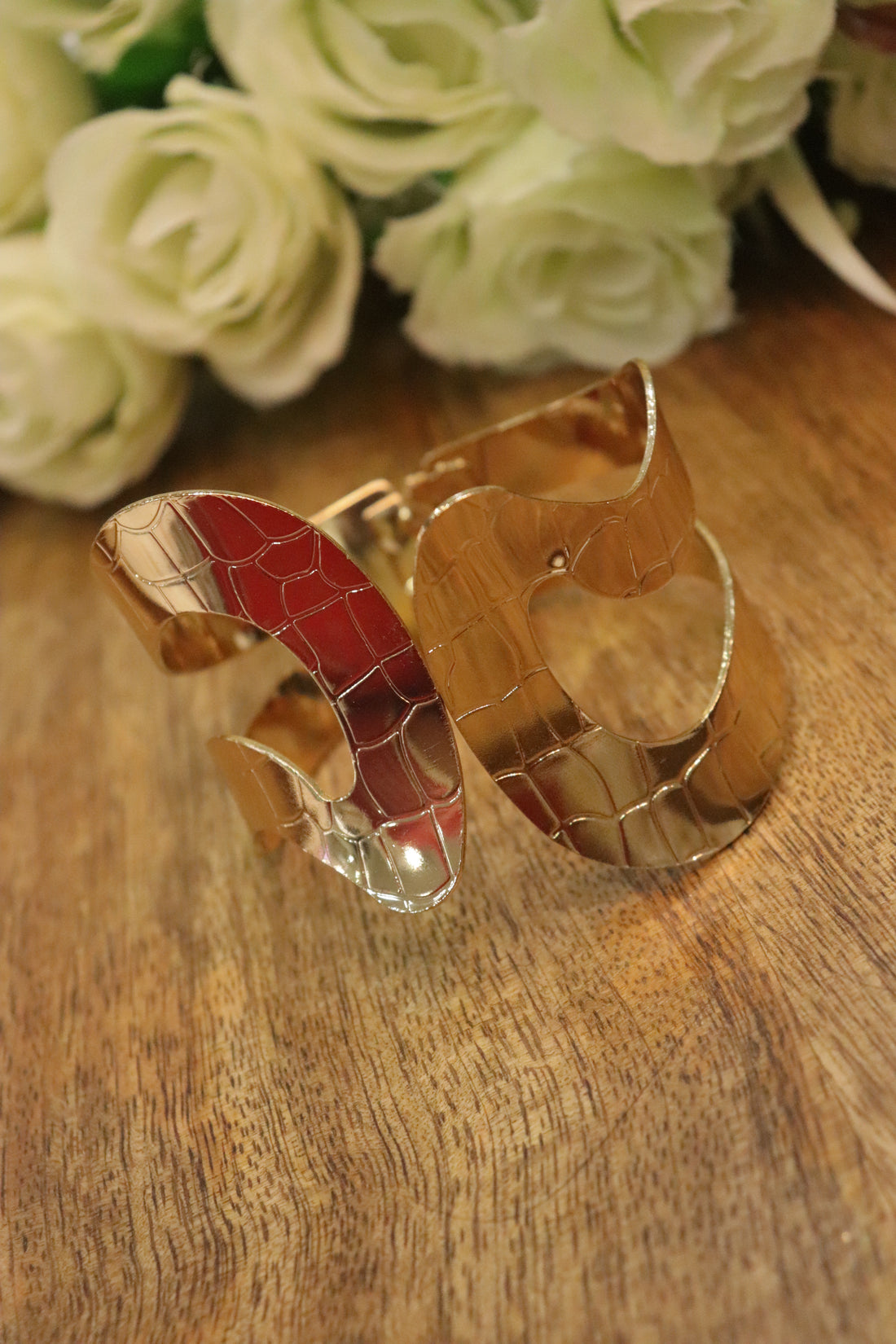 Urban Croc Texture Gold Kada Bangle