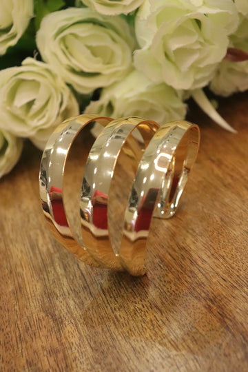 Triple Glow Minimal Gold Kada Bangle