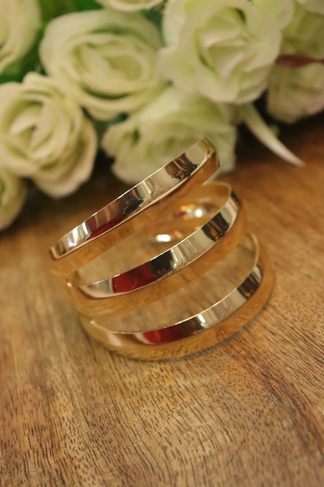 Triple Glow Minimal Gold Kada Bangle