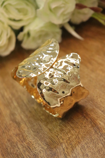 Molten Wave Statement Gold Kada Bangle