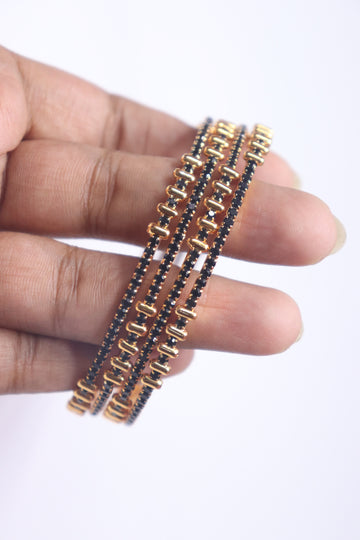 Black Radiant AD Microplated Bangles Set – Set of 4