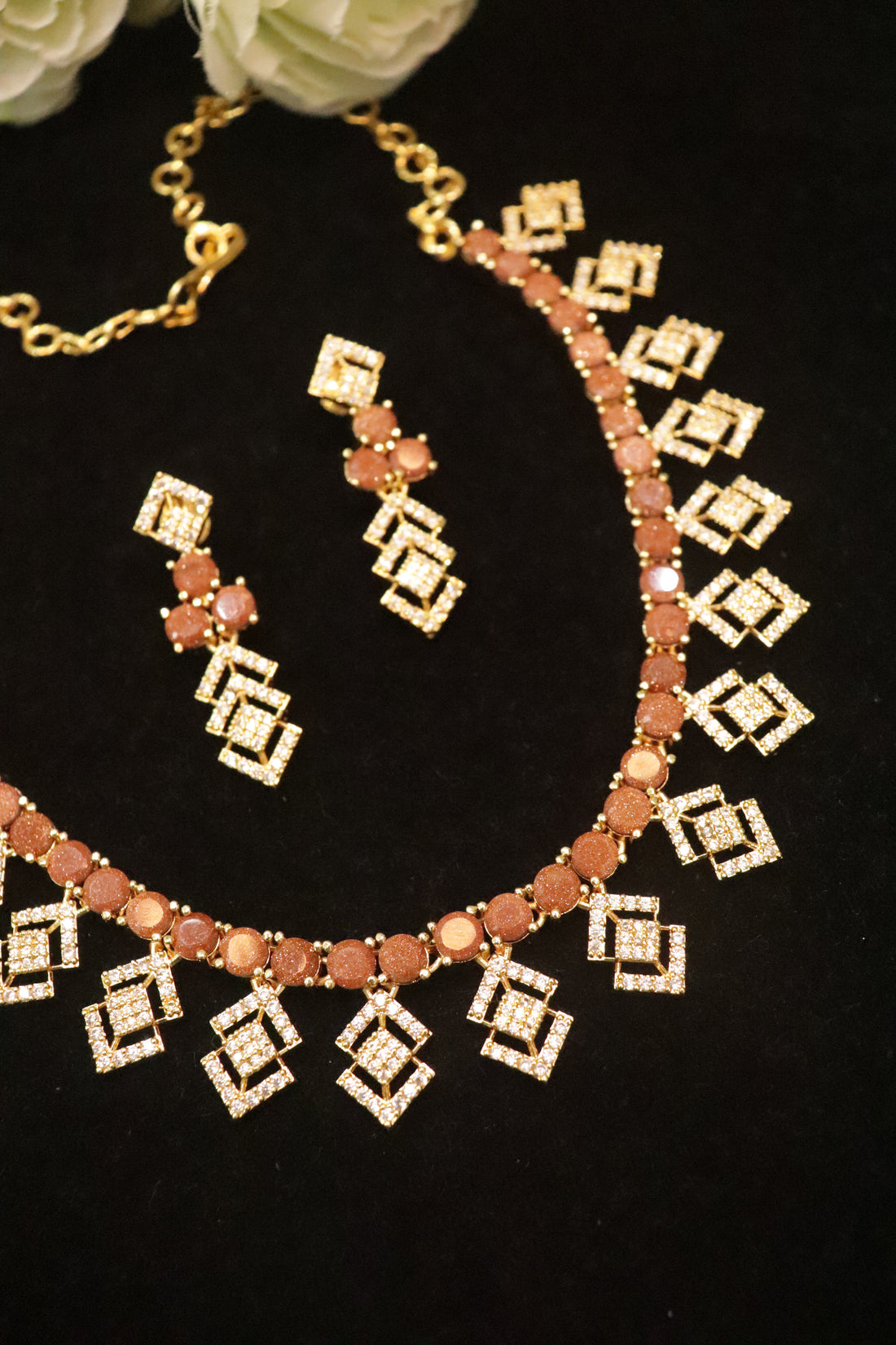 Rajavarthini Radiance AD Stone Necklace Set