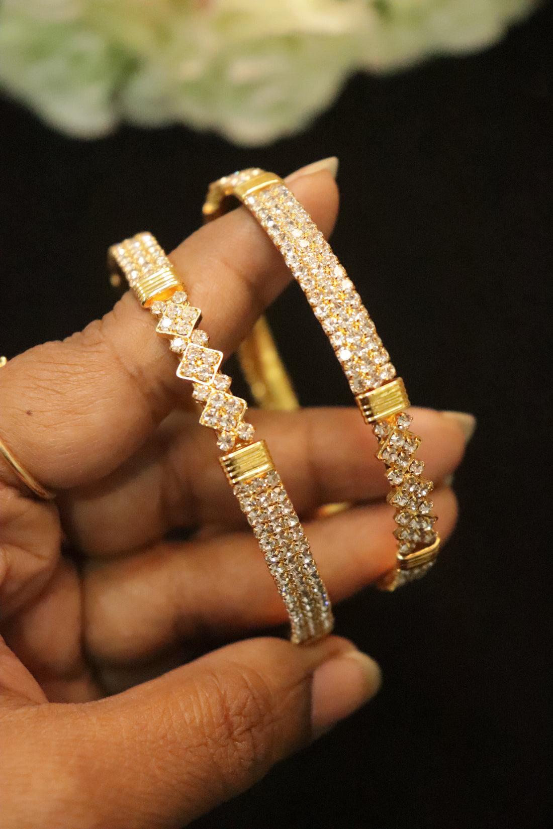 Microplated Bangles with White AD Stones