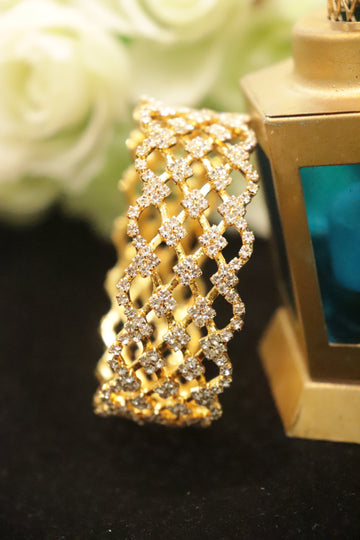 Floral Lattice Microplated AD Stone Bangle